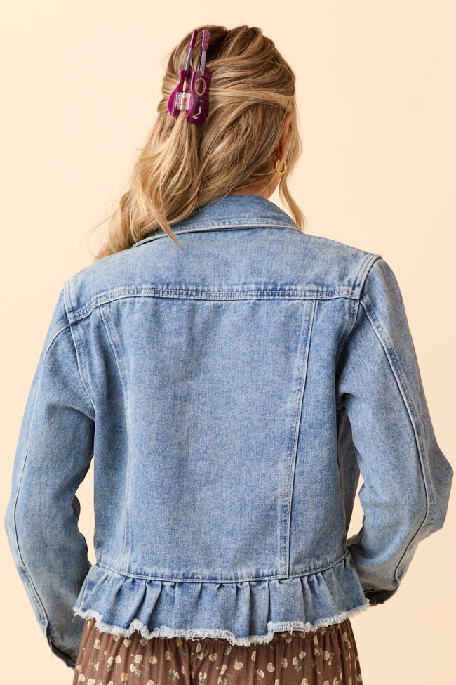 Denim Dreams Light Wash Peplum Detail Denim Jacket
