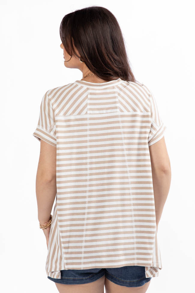 Had It All Beige and Ivory Oversized Stripe Tee FINAL SALE