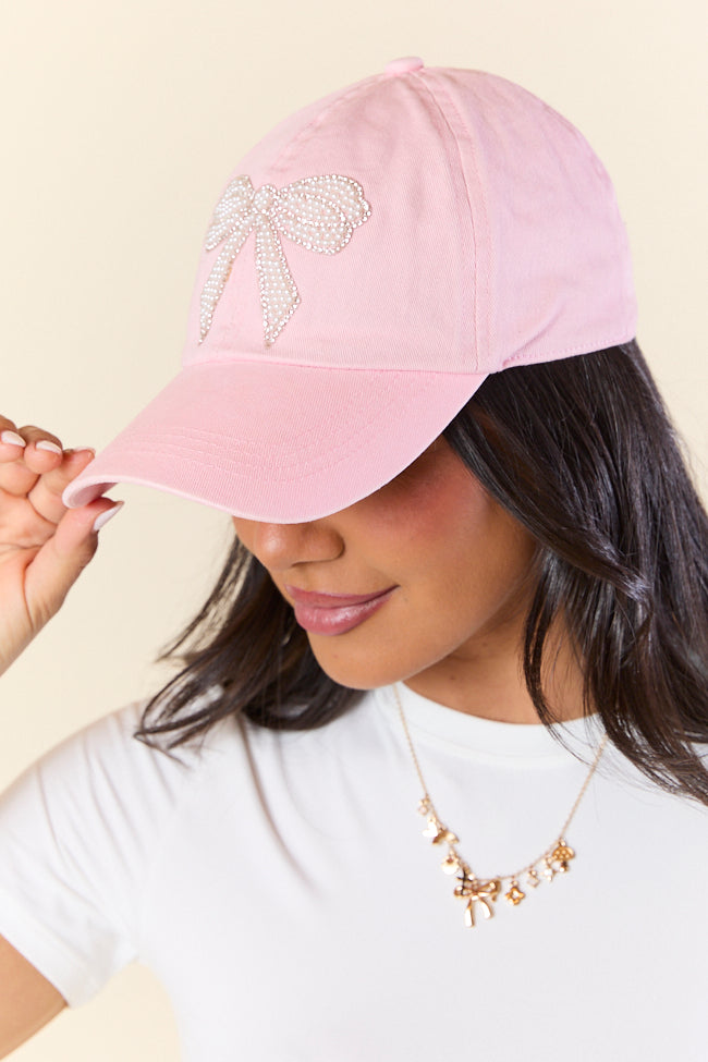 Pink Pearl Bow Hat FINAL SALE