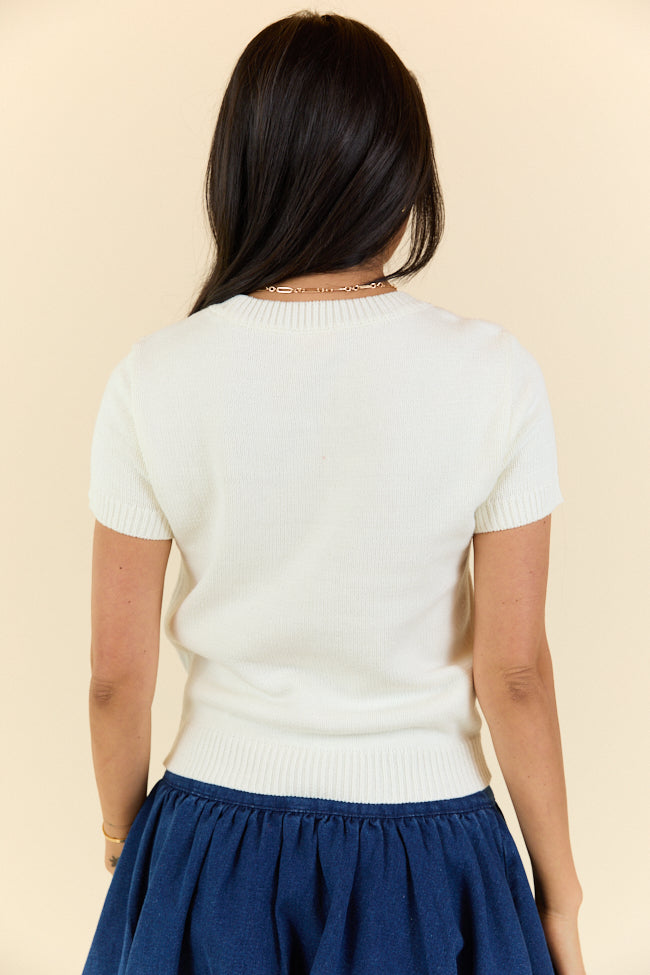 Made For Celebratin' Ivory Americana Short Sleeve Bear Sweater SALE