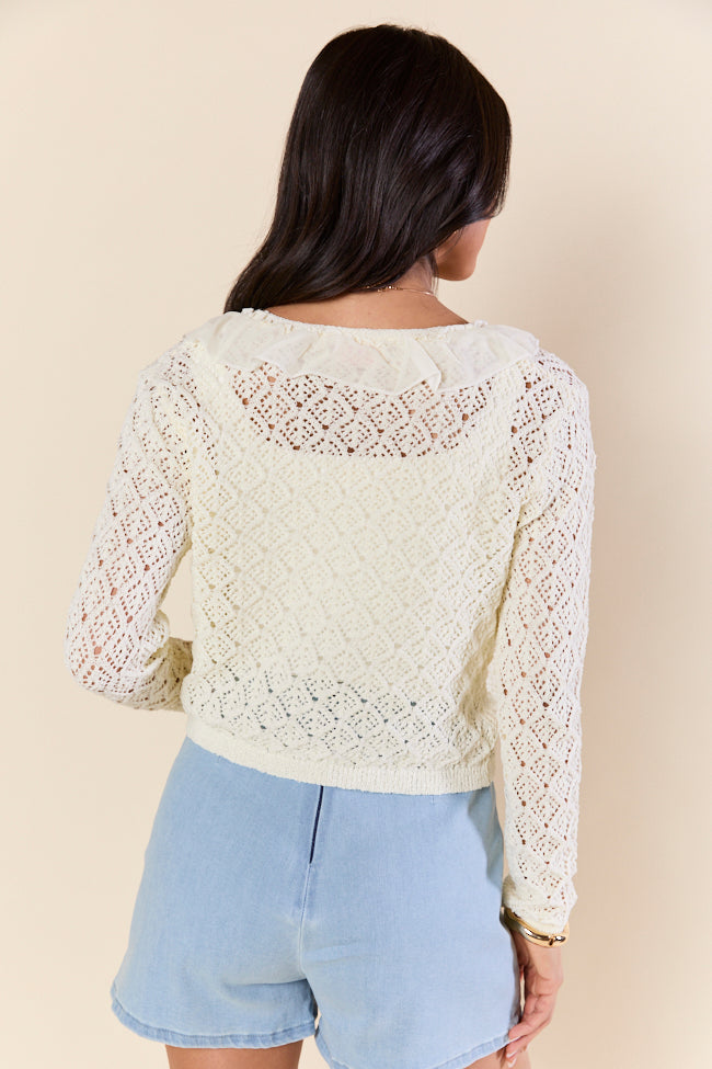 Plenty Of Love Cream Ruffle Trim Cardigan FINAL SALE