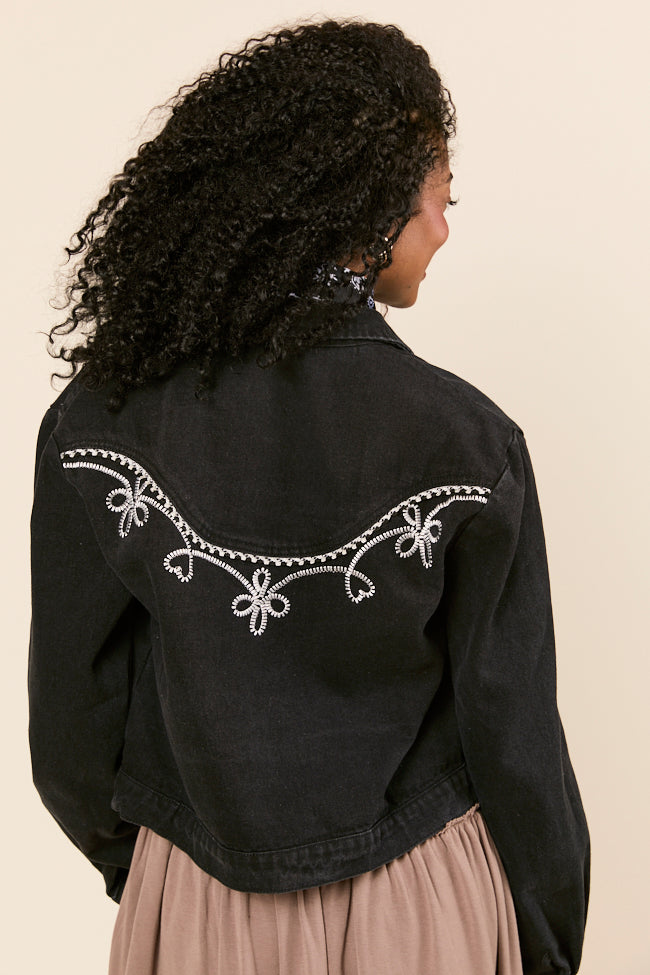 Danielle Black Embroidered Denim Jacket FINAL SALE