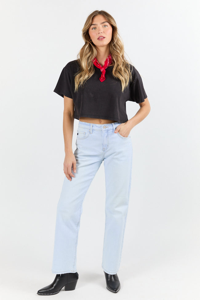 As Cool As It Gets Light Black Cropped Knit T Shirt FINAL SALE