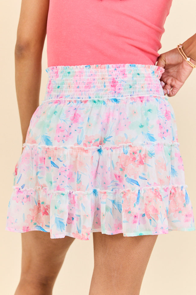 Through The Garden Blue, Pink, and Orange Floral Skort FINAL SALE