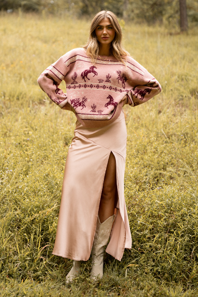 Gigi Blush Side Slit Skirt