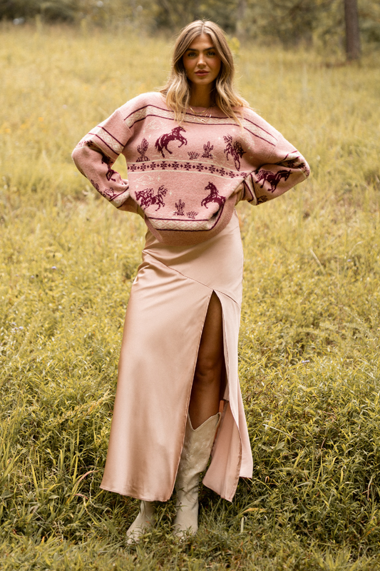 Gigi Blush Side Slit Skirt