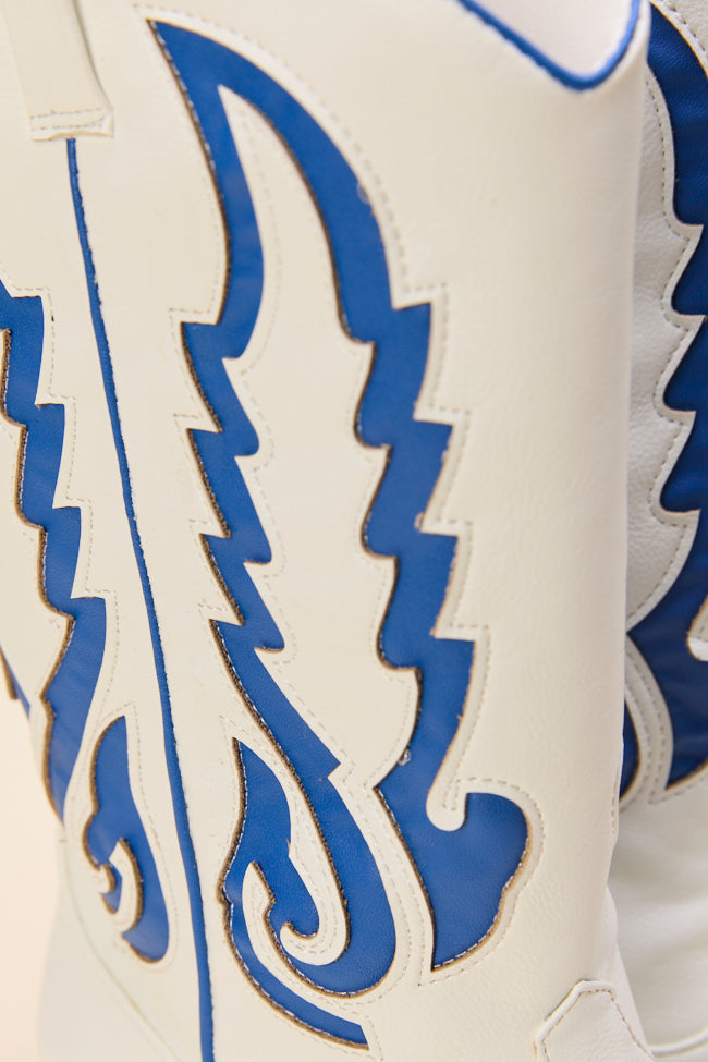 Patti Blue and White Western Boots FINAL SALE