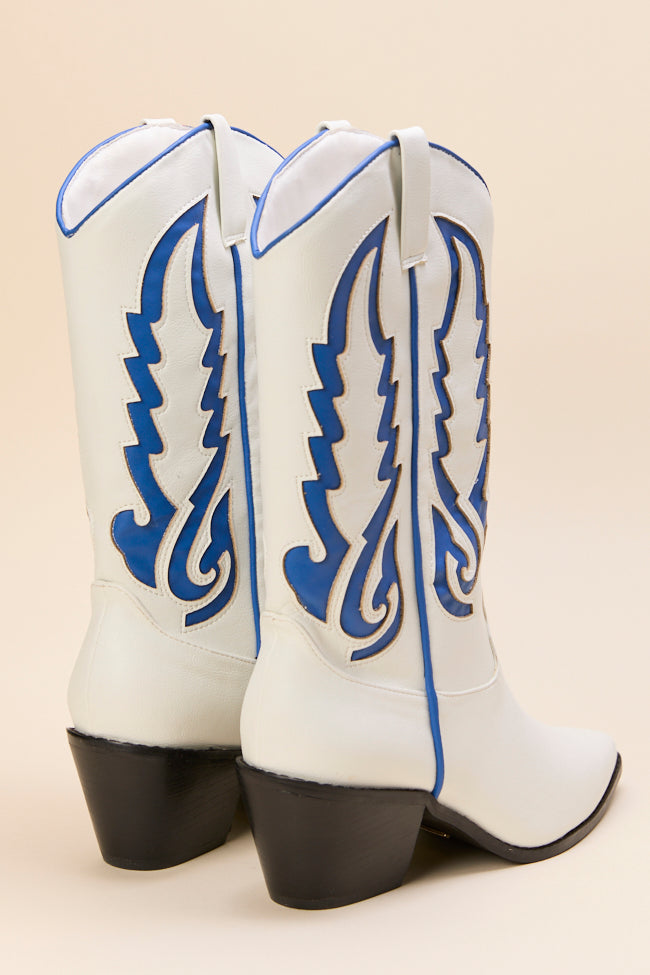 Patti Blue and White Western Boots FINAL SALE