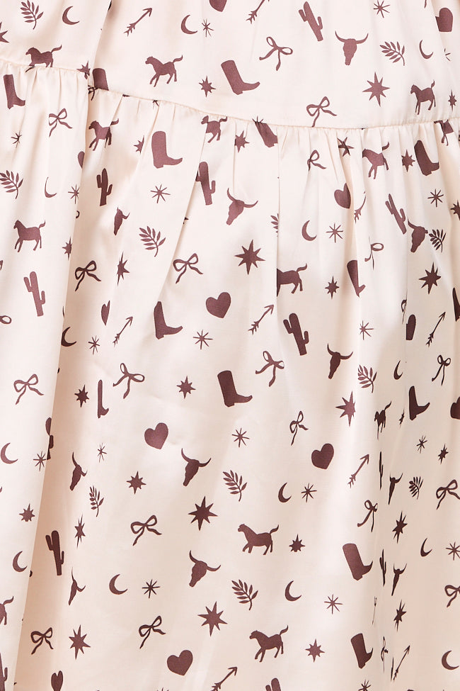 Shari Western Print Satin Dress FINAL SALE
