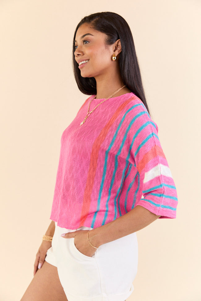Swept Away Pink Striped Sleeve Sweater FINAL SALE
