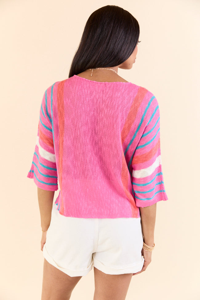 Swept Away Pink Striped Sleeve Sweater FINAL SALE