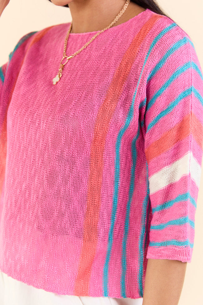 Swept Away Pink Striped Sleeve Sweater FINAL SALE