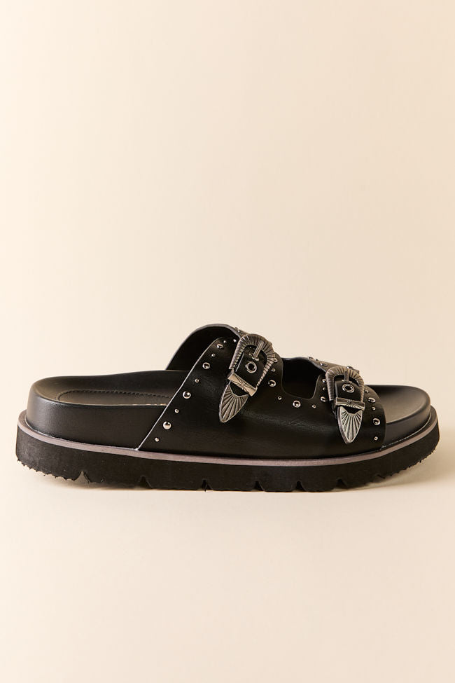 Effie Black Buckle Slide Sandals FINAL SALE