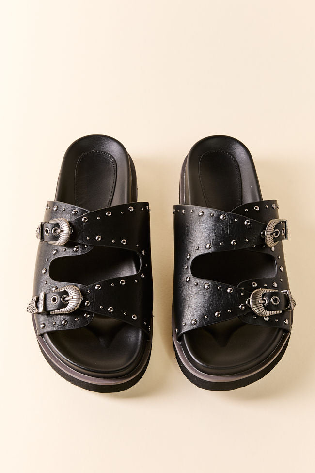 Effie Black Buckle Slide Sandals FINAL SALE