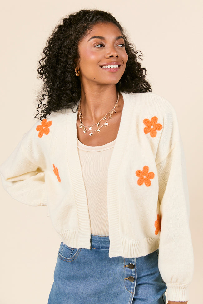 Dannie Cream and Orange Floral Cardigan FINAL SALE