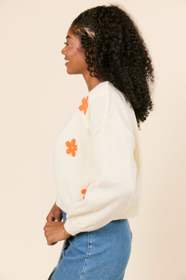 Dannie Cream and Orange Floral Cardigan FINAL SALE