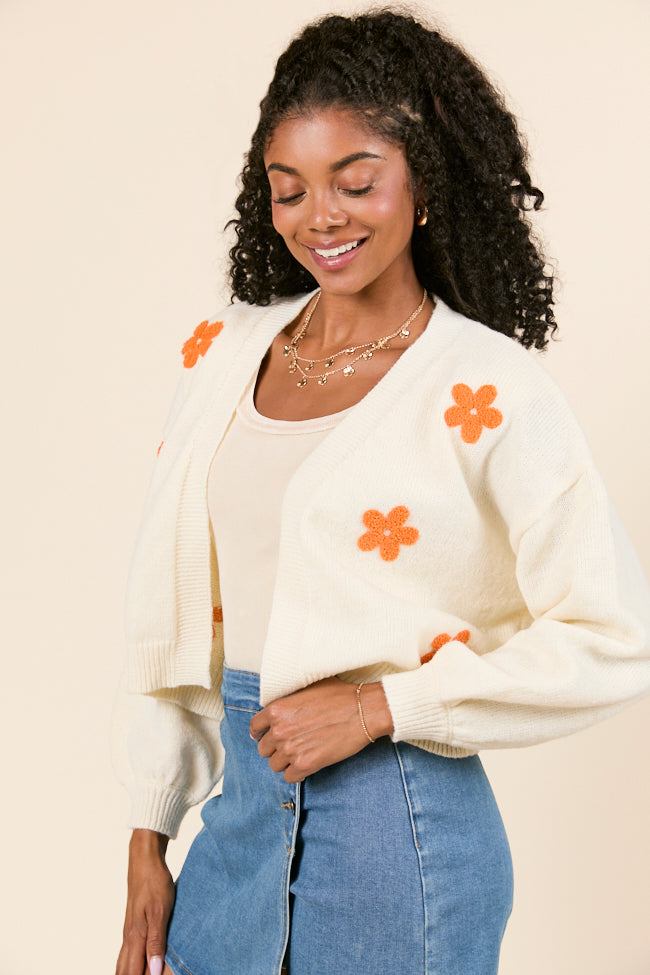 Dannie Cream and Orange Floral Cardigan FINAL SALE