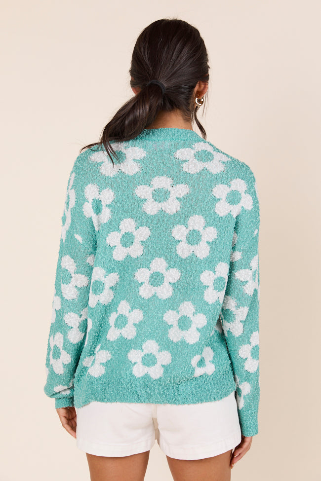 Teagan Long Sleeve Blue Floral Print Sweater FINAL SALE