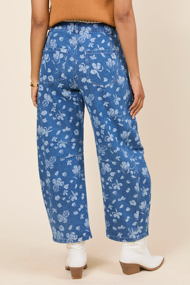 Katie Floral Printed Barrel Jeans