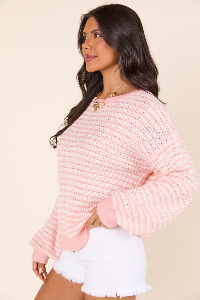 Lennon Blush and Ivory Striped Knit Sweater