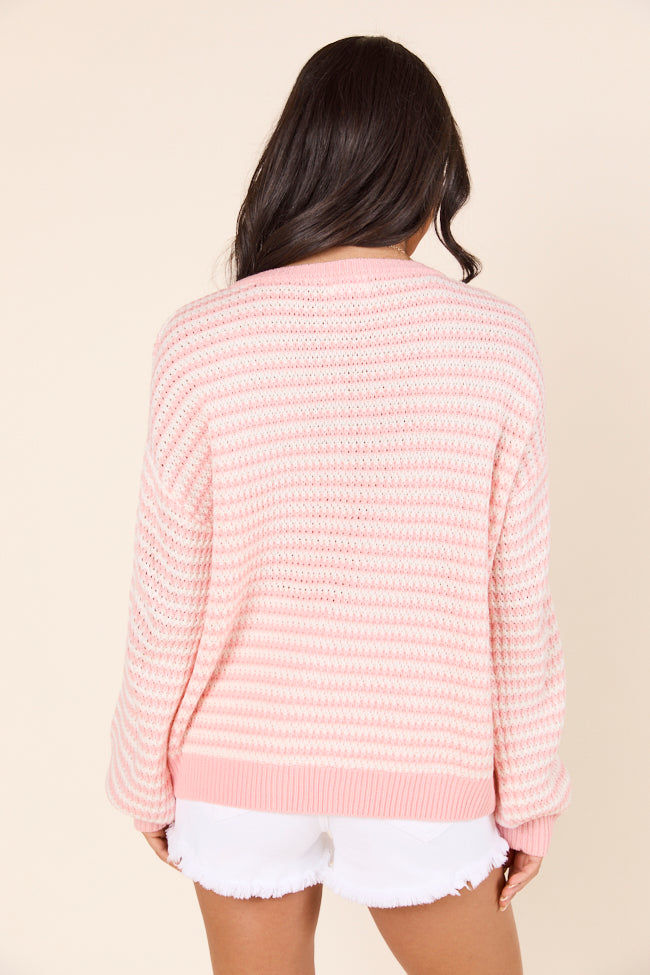 Lennon Blush and Ivory Striped Knit Sweater