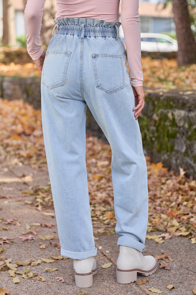 Gracie Light Wash Tie Waist Jeans FINAL SALE