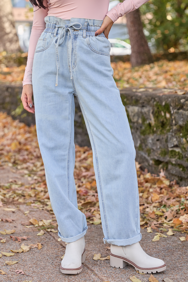 Gracie Light Wash Tie Waist Jeans FINAL SALE