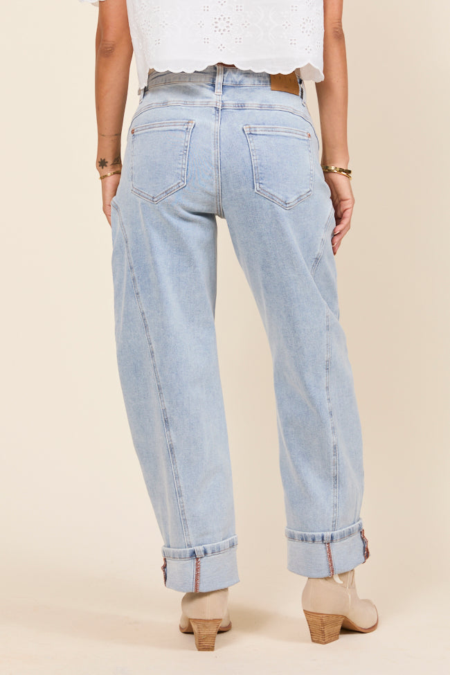 River Light Wash Barrel Leg Jeans