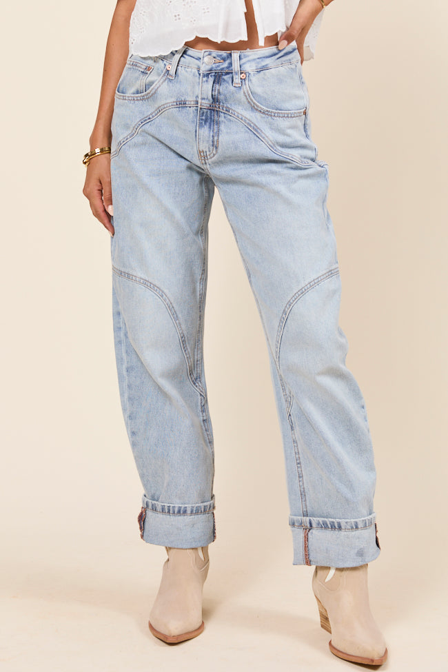 River Light Wash Barrel Leg Jeans