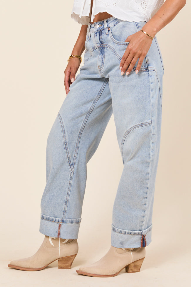 River Light Wash Barrel Leg Jeans