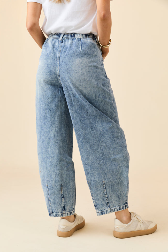 Ashlie Drawstring Waist Barrel Leg Jeans FINAL SALE