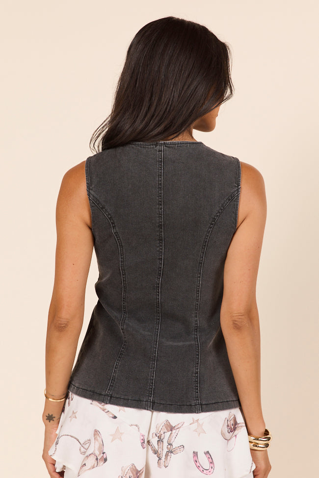 Western Ties Black Bow Denim Vest