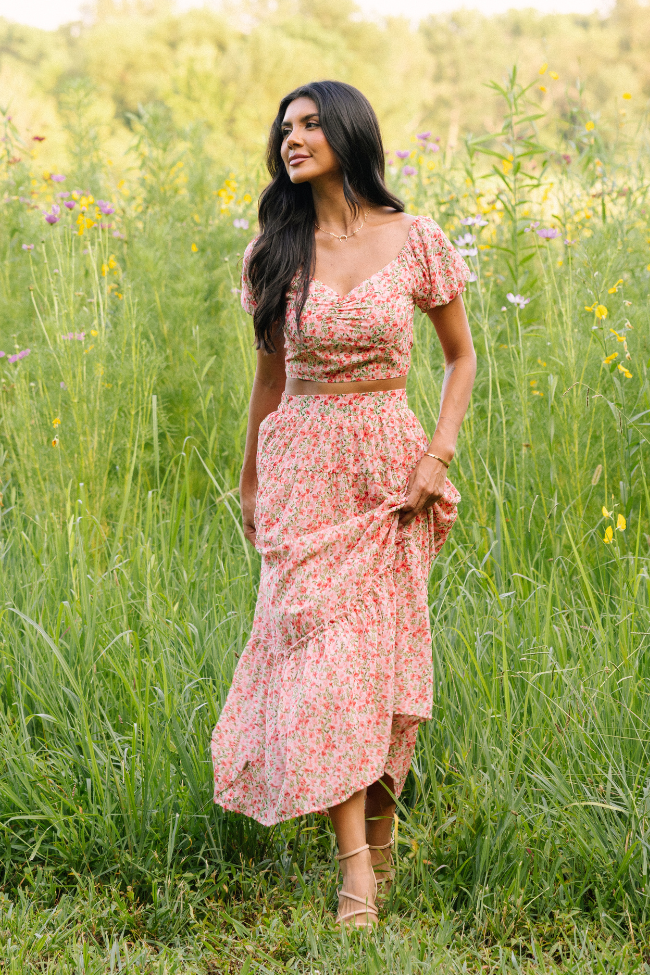 Maisyn Pink Floral Skirt Set FINAL SALE