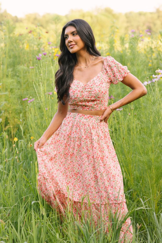 Maisyn Pink Floral Skirt Set FINAL SALE