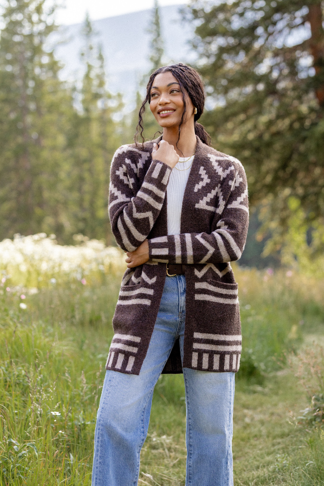 Phoenix Brown Southwestern Long Cardigan SALE