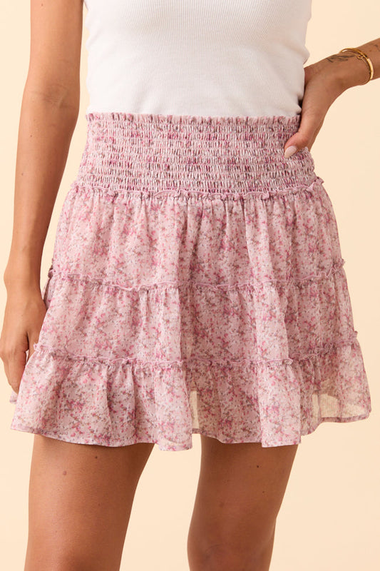 Through the Garden Light Pink Flower Print Skort FINAL SALE
