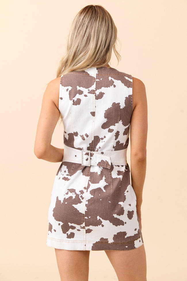 Gwen Cow Print Mini Dress