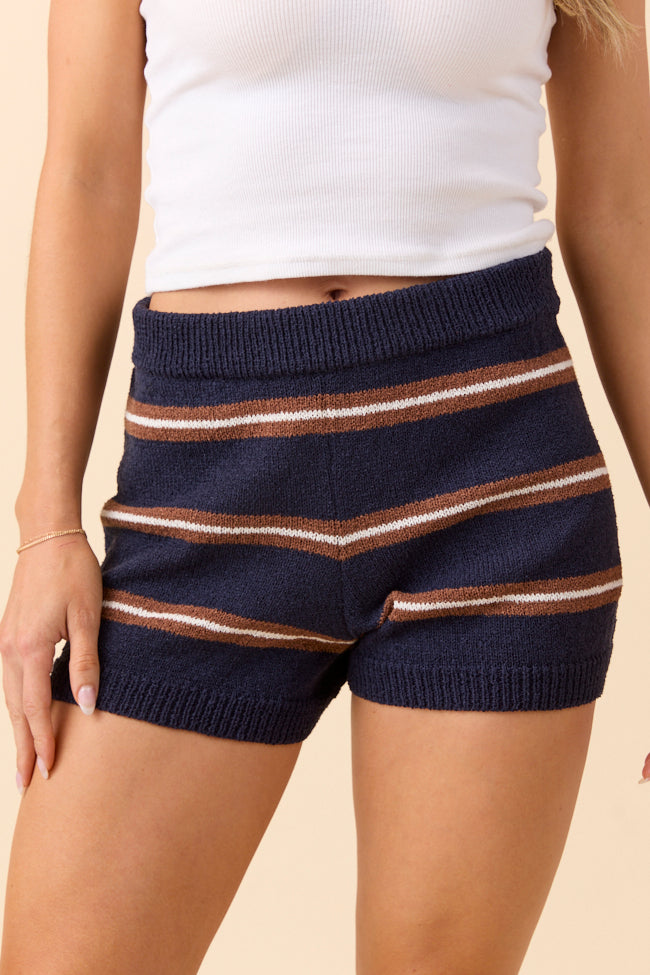 Jeannie Navy Blue Stripe Sweater Shorts FINAL SALE