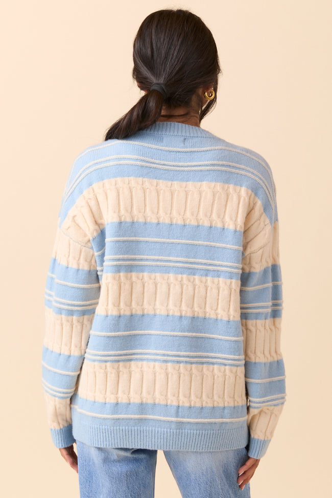 Julia Oversized Striped Blue and Ivory Cardigan SALE