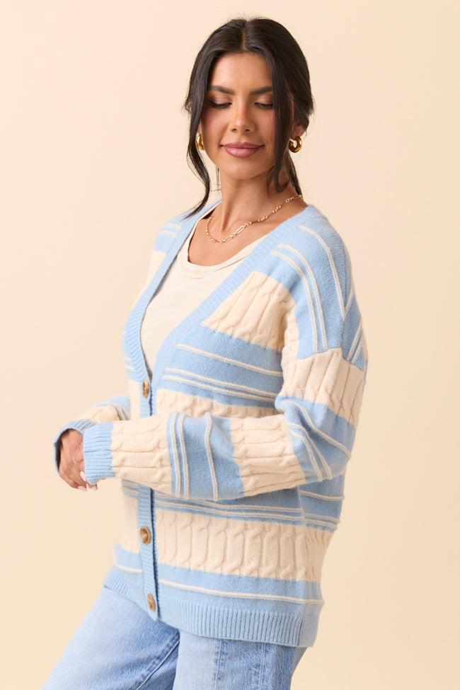 Julia Oversized Striped Blue and Ivory Cardigan SALE