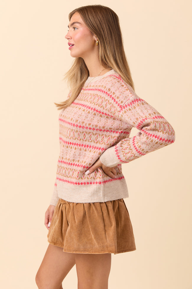 Keira Geo Print Neutral Sweater SALE