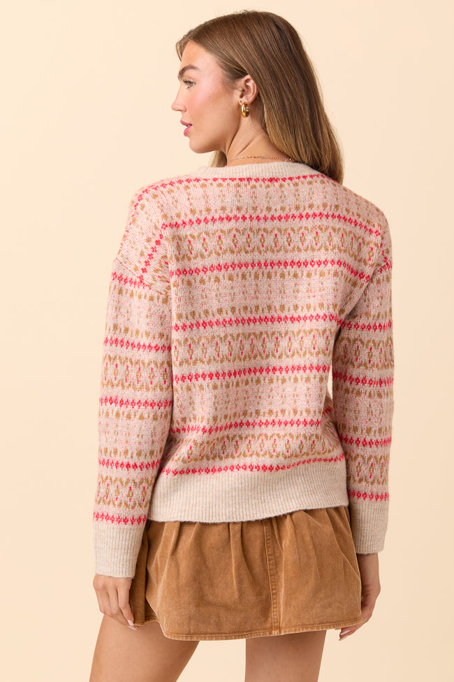 Keira Geo Print Neutral Sweater SALE
