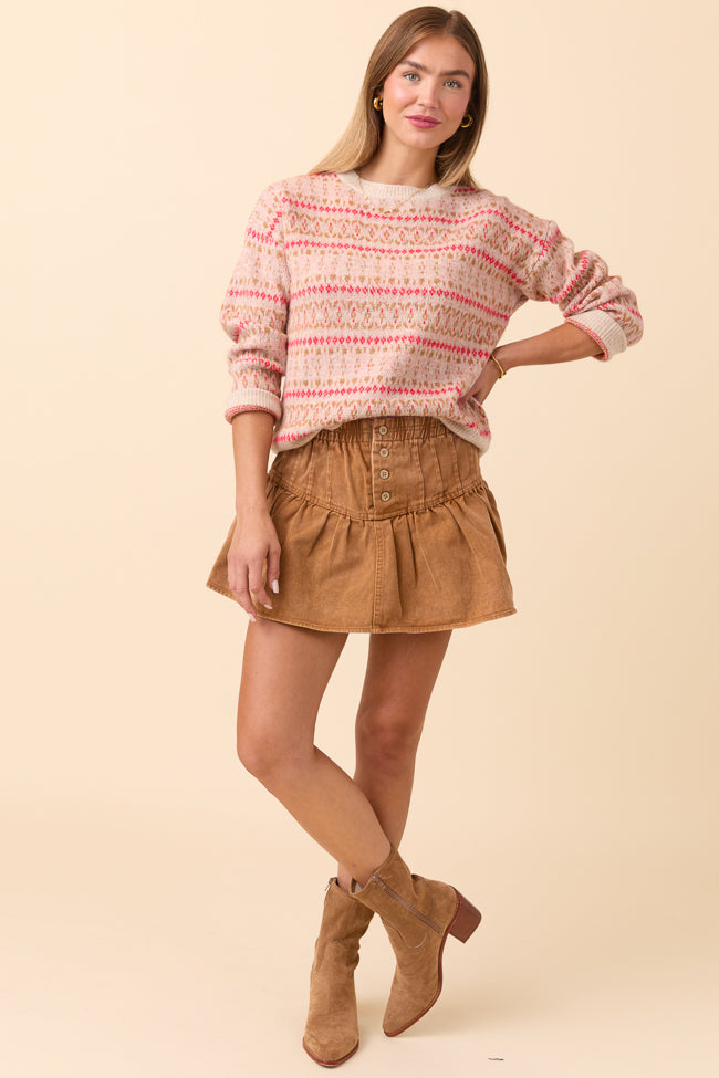 Keira Geo Print Neutral Sweater SALE