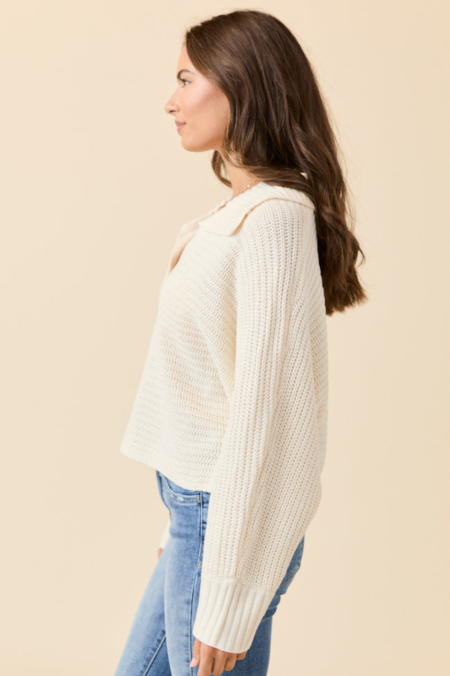 Grace Ivory Notch Neck Pullover Sweater SALE