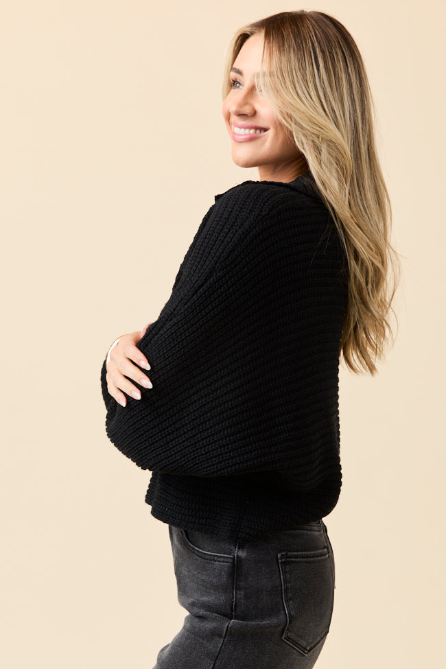 Grace Black Notch Neck Pullover Sweater SALE
