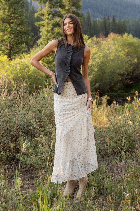 Anna Marie Neutral Floral Knit Maxi Skirt FINAL SALE