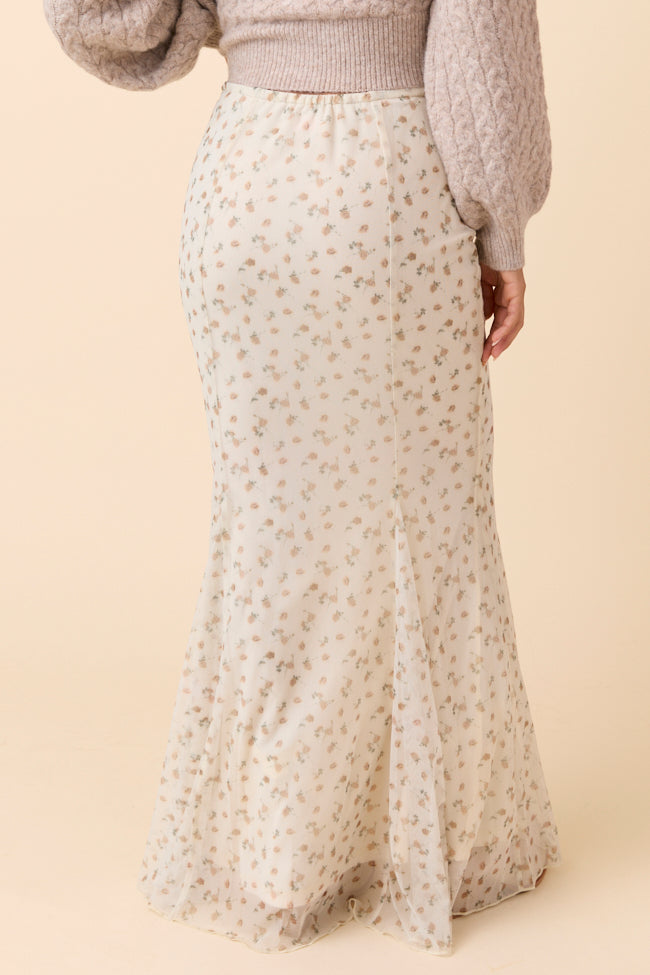 Anna Marie Neutral Floral Knit Maxi Skirt FINAL SALE