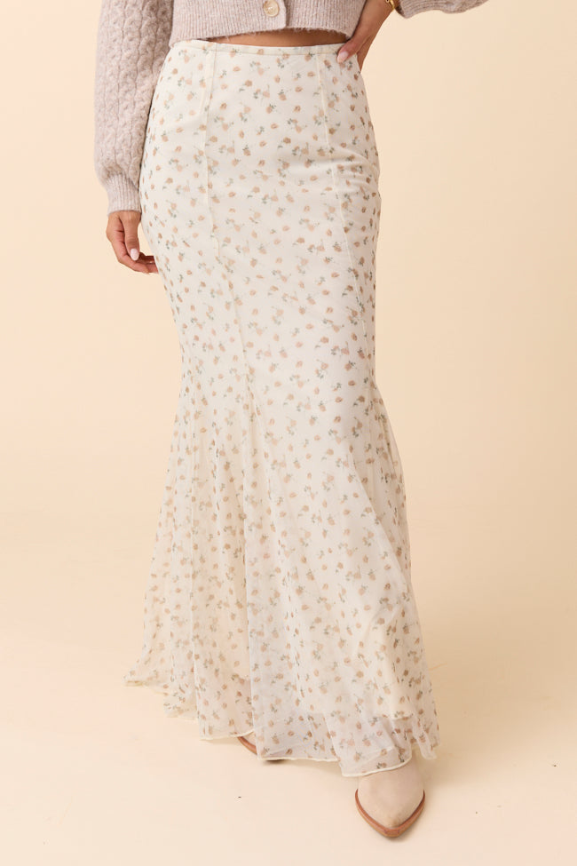 Anna Marie Neutral Floral Knit Maxi Skirt FINAL SALE