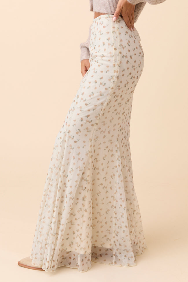 Anna Marie Neutral Floral Knit Maxi Skirt FINAL SALE