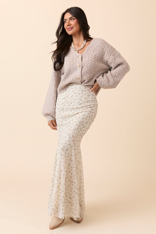 Anna Marie Neutral Floral Knit Maxi Skirt FINAL SALE